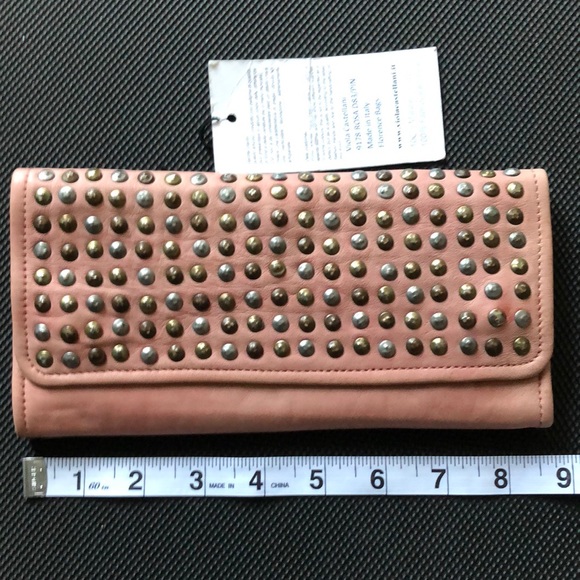 Viola Castellani Handbags - NWT Viola Castellani Rosa Leather studded clutch/bag/wallet